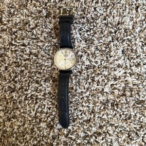 Shinola Stainless Steel Watch with Silver Dial and Blue Leather Strap
